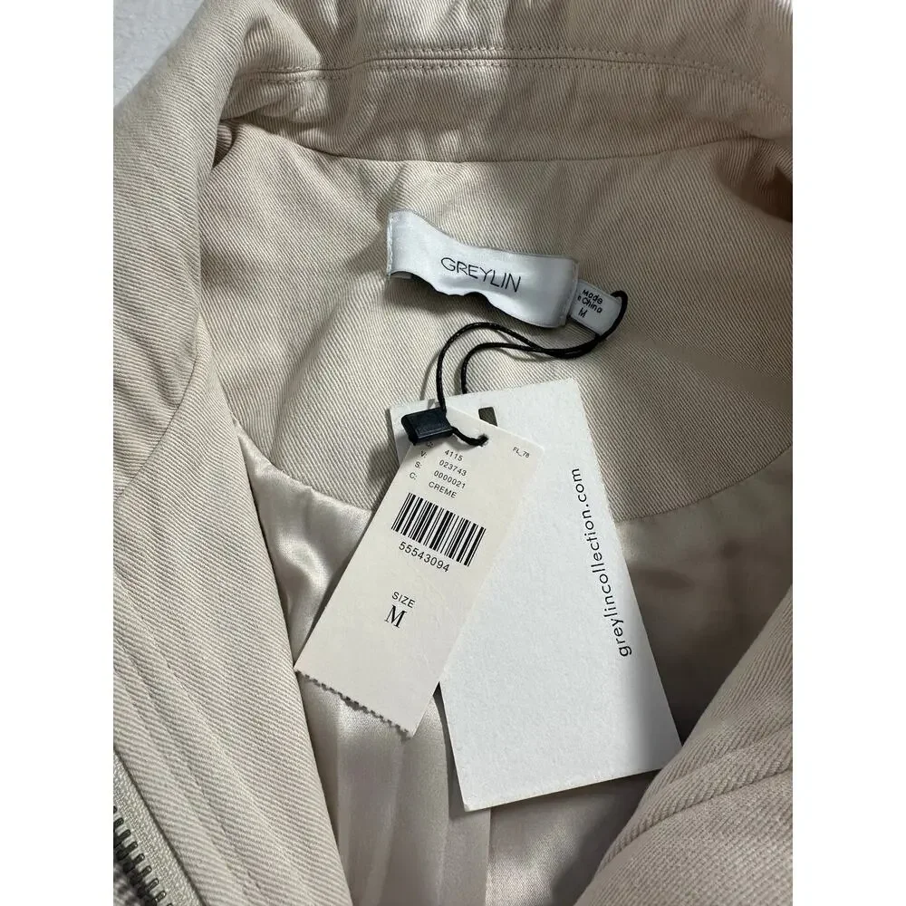NWT Greylin Anthropologie Pocket Front Canvas Jacket Safari Belted Waist Medium